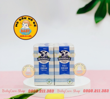 Sữa tươi nguyên kem Devondale Úc hộp 200ml- 1 thùng 24 hộp